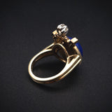 Sold-Antique 14K, Diamond & Lapis Ring