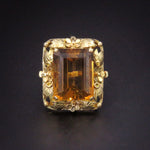 Striking 14k Gold Whiskey Citrine Large Ring
