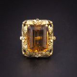 Striking 14k Gold Whiskey Citrine Large Ring