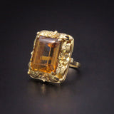 Striking 14k Gold Whiskey Citrine Large Ring