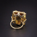 Striking 14k Gold Whiskey Citrine Large Ring
