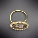 Antique Georgian 14K, Seed Pearl, Hair Under Glass Amatory Conversion Ring