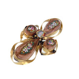 Antique 14K, Goldstone, Micromosaic Tiles, Opal & Enamel Ladybug Brooch