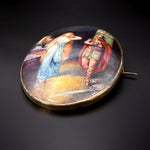 SOLD Antique 9K & Hand Painted Enamel Brooch