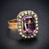 Antique 14K, Amethyst & Seed Pearl Conversion Ring