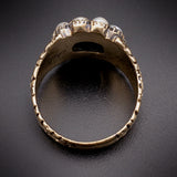 Sold--Antique Georgian 18K, Diamond, Pearl & Enamel Locket Back Mourning Ring