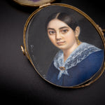 Antique 18K & Hand Painted Portrait Locket Brooch