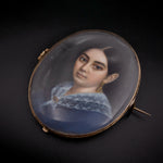 Antique 18K & Hand Painted Portrait Locket Brooch
