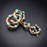Antique 18K & Turquoise Serpentine Love Knot Brooch