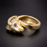 SOLD Antique 9K & Sapphire Rams Head Ring