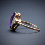 SOLD Antique Art Deco 14K, Purple Topaz & Diamond Ring