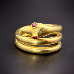 Koven-Created Victorian Inspired 14K Gold Ring With Gemstone Eyes