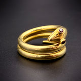 Koven-Created Victorian Inspired 14K Gold Ring With Gemstone Eyes