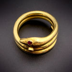 Koven-Created Victorian Inspired 14K Gold Ring With Gemstone Eyes