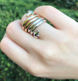 Koven-Created Victorian Inspired 14K Gold Ring With Gemstone Eyes