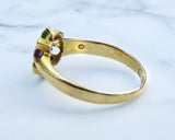 Amethyst Peridot and Diamond English Ring in 18k Gold