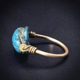 Antique Gold Filled Ancient Carved Blue Stone Scarab Flip Ring