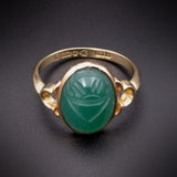 SOLD Vintage14K & Green Onyx Scarab Conversion Ring