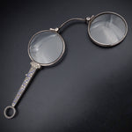Antique Art Deco Silver, Marcasite & Enamel Lorgnette Spectacles