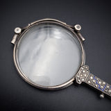 Antique Art Deco Silver, Marcasite & Enamel Lorgnette Spectacles