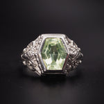 Antique Art Deco 14K & Prasiolite Ring On Owl Shank TLJ