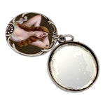 SOLD Antique Art Nouveau Silver & Hand Painted Enamel Mirror Pendant