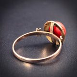 Antique 18K Coral & Seed Pearl Ring