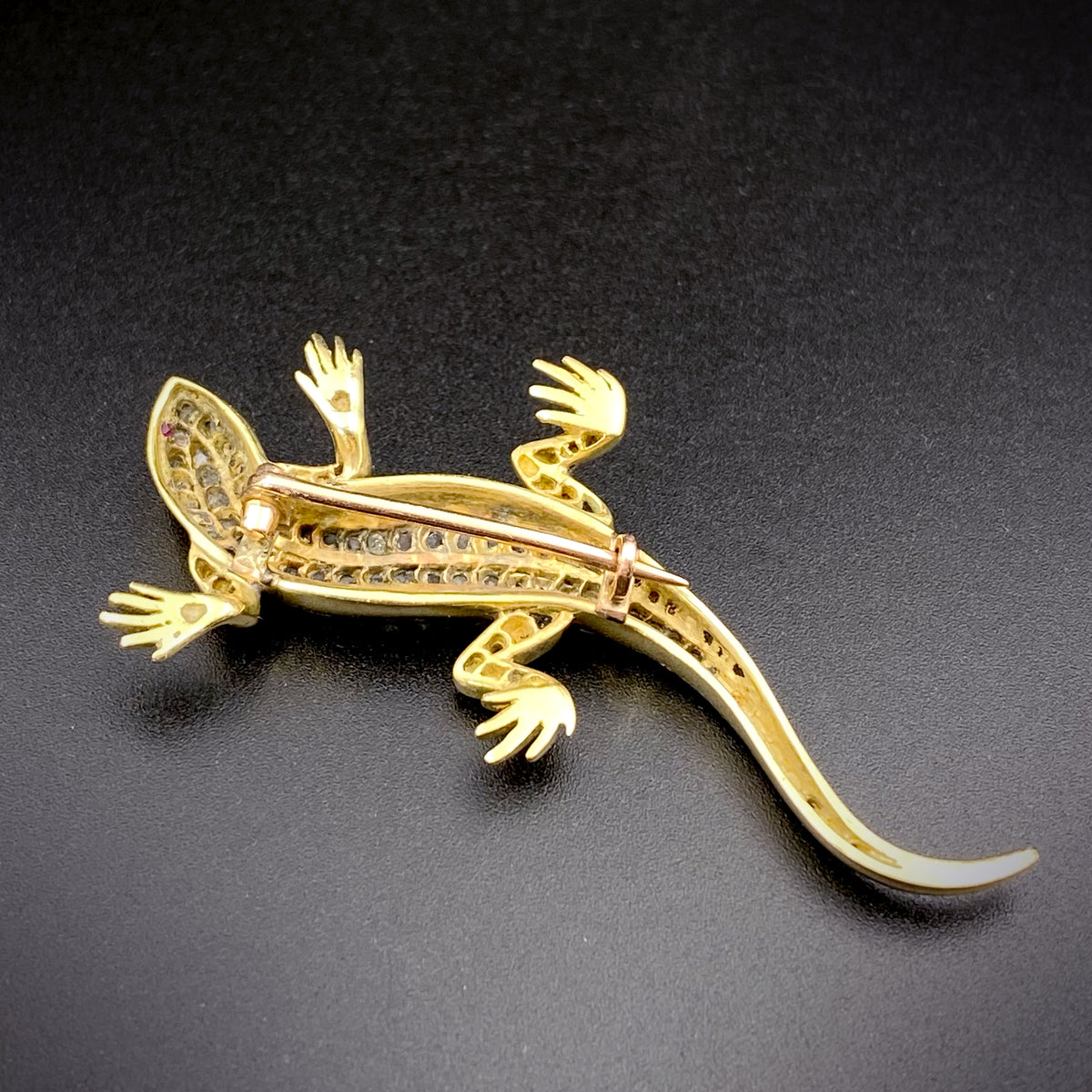 SOLD Antique 18K Rose Cut Diamond Lizard Brooch – The Koven Court