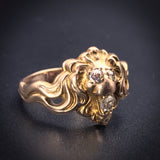 SOLD  Vintage 14K & Diamond Lion Head Ring