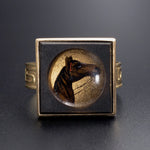 Antique 14K, 8K & Painted Glass Horse Head Conversion Ring