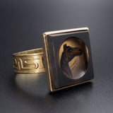 Antique 14K, 8K & Painted Glass Horse Head Conversion Ring