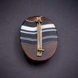 Oval Banded Agate Mourning Brooch