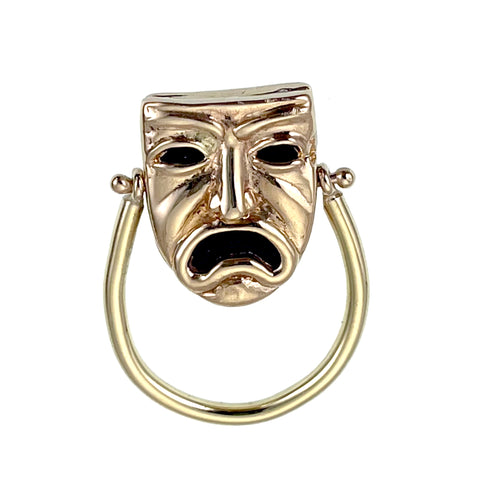 Koven Kreation 14K, Onyx & Carnelian Comedy & Tragedy Masks Flip Ring