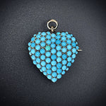 Antique Sterling Silver & Persian Turquoise Heart Brooch/Pendant