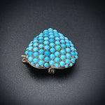 Antique Sterling Silver & Persian Turquoise Heart Brooch/Pendant