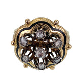 Antique Victorian 18K,14K, Diamond & Black Enamel Conversion Ring TLJ