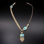 SOLD--Antique French Silver & Enamel Watch Chain