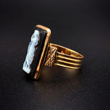 Antique 14K Hardstone Agate Bas-Relief Cameo Ring