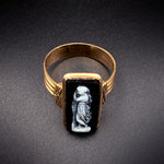 Antique 14K Hardstone Agate Bas-Relief Cameo Ring