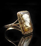 Antique 9K & Reverse Intaglio Sulphide Glass Cameo Ring